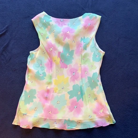 NEW Bob Mackie silk pastel floral blouse 12P - Picture 2 of 10